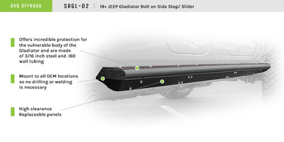Rock Sliders With Step <br>20-21 Jeep Gladiator