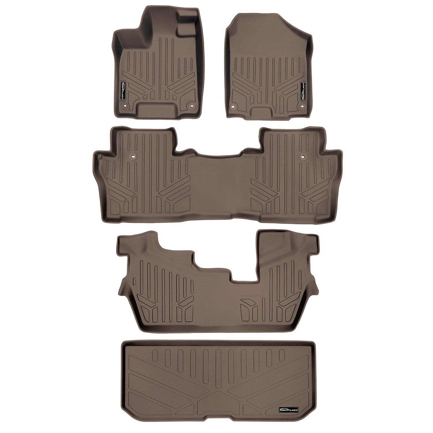 Floor Mats 3 Rows and Cargo Liner Tan <br> 16-22 Honda Pilot 8 Passenger Model