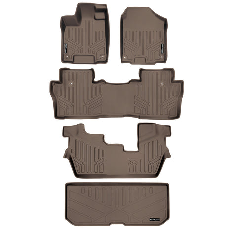 Floor Mats 3 Rows and Cargo Liner Tan <br> 16-22 Honda Pilot 8 Passenger Model