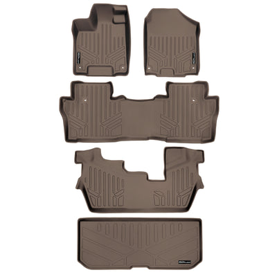 Floor Mats 3 Rows and Cargo Liner Tan <br> 16-22 Honda Pilot 8 Passenger Model