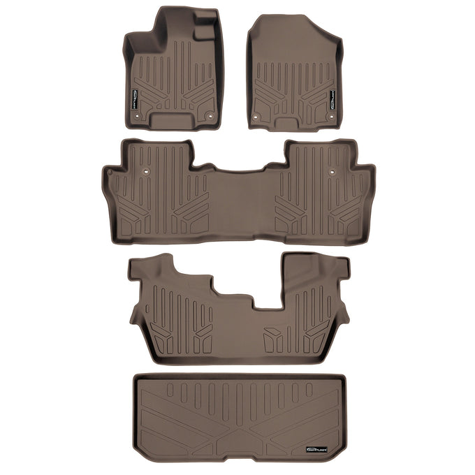 Floor Mats 3 Rows and Cargo Liner Tan <br> 16-22 Honda Pilot 8 Passenger Model