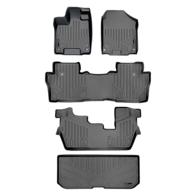Floor Mats 3 Rows and Cargo Liner Grey <br> 16-22 Honda Pilot 8 Passenger Model