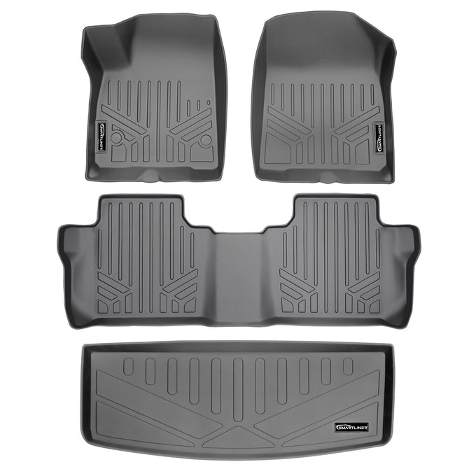 Floor Mats 2 Rows and Cargo Liner Grey <br> 17-21 GMC Acadia with Bench Seats