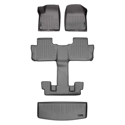Floor Mats 3 Rows and Cargo Liner Grey <br> 20 Cadillac XT6 with Bucket Seats