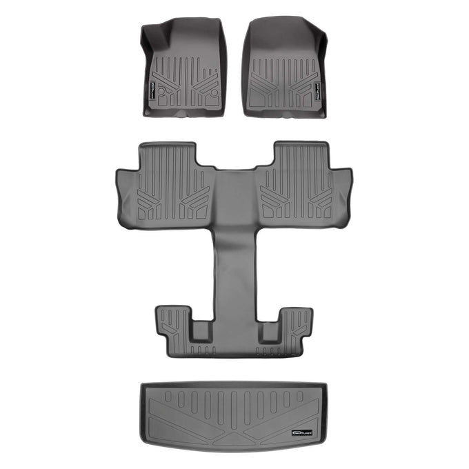 Floor Mats 3 Rows and Cargo Liner Grey <br> 20 Cadillac XT6 with Bucket Seats