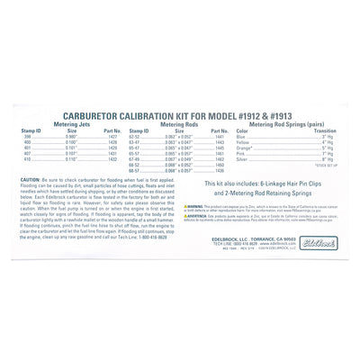 Carburetor Calibration Kit <br> For 1912 / 1913