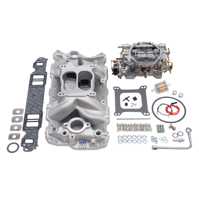 Engine Intake Manifold / Carburetor Kit <br> Small-Block Chevy 262-400 (4.3-6.6L) Engines