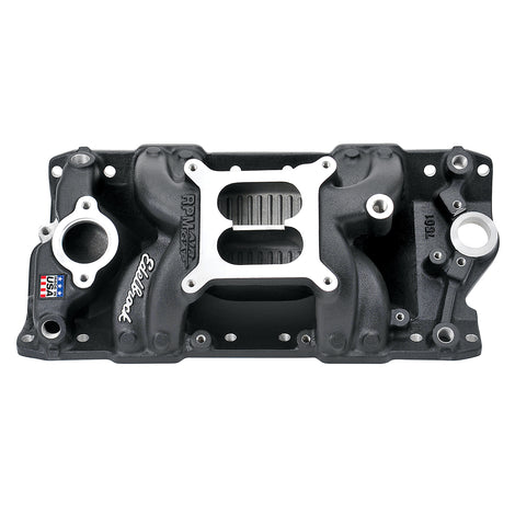 Black RPM Air-Gap SBC Intake Manifold <br> Small Block Chevrolet 262-400 (4.3-6.6L) Engines