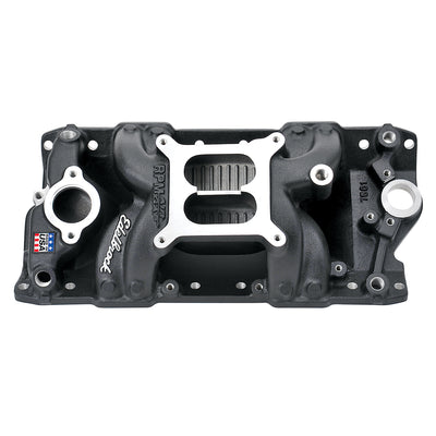 Black RPM Air-Gap SBC Intake Manifold <br> Small Block Chevrolet 262-400 (4.3-6.6L) Engines
