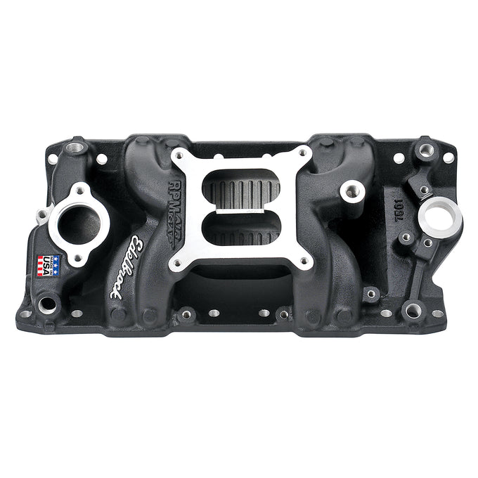 Black RPM Air-Gap SBC Intake Manifold <br> Small Block Chevrolet 262-400 (4.3-6.6L) Engines