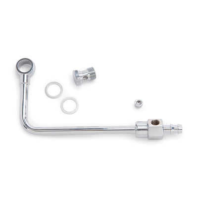 Chrome Steel Fuel Line, 3/8in Barbed Inlet <br> Universal Fit