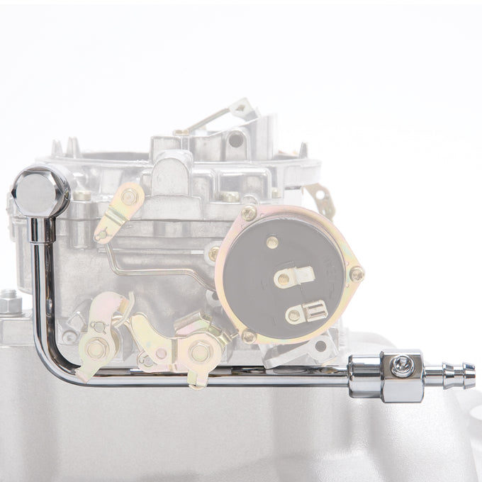 Chrome Steel Fuel Line, 3/8in Barbed Inlet <br> Universal Fit