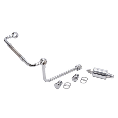 Chrome Dual-Feed Fuel Line Kit W/Polished Filter <br> Universal Fit