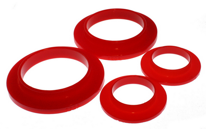 Red Rear Spring Upper & Lower Isolator Set <br>79-04 Ford Mustang