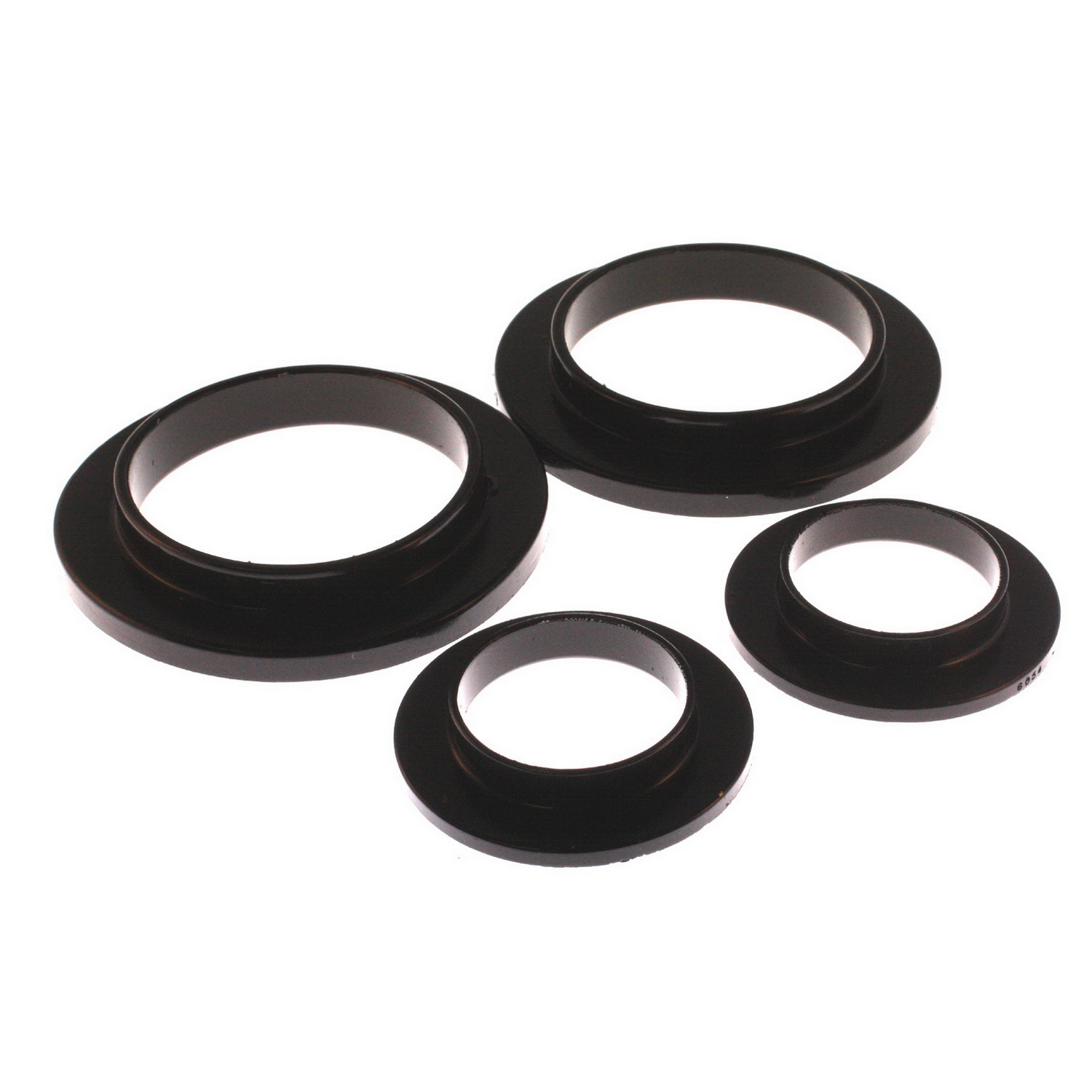 Black Rear Spring Upper & Lower Isolator Set <br>79-04 Ford Mustang