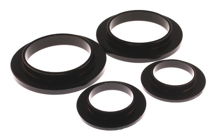Black Rear Spring Upper & Lower Isolator Set <br>79-04 Ford Mustang