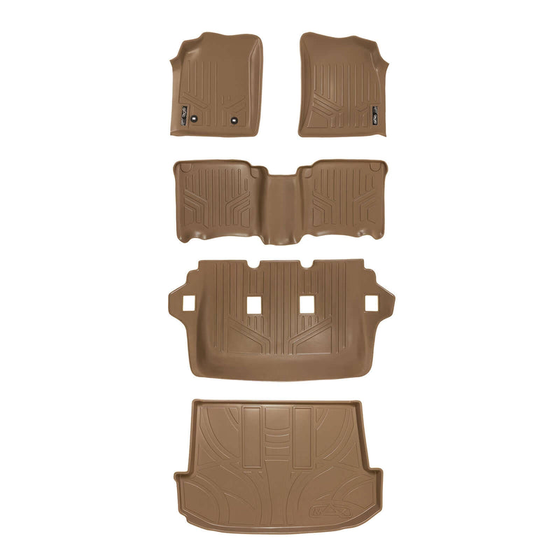 Floor Mats 3 Rows and Cargo Liner Set Tan <br> 12-15 Toyota Fortuner