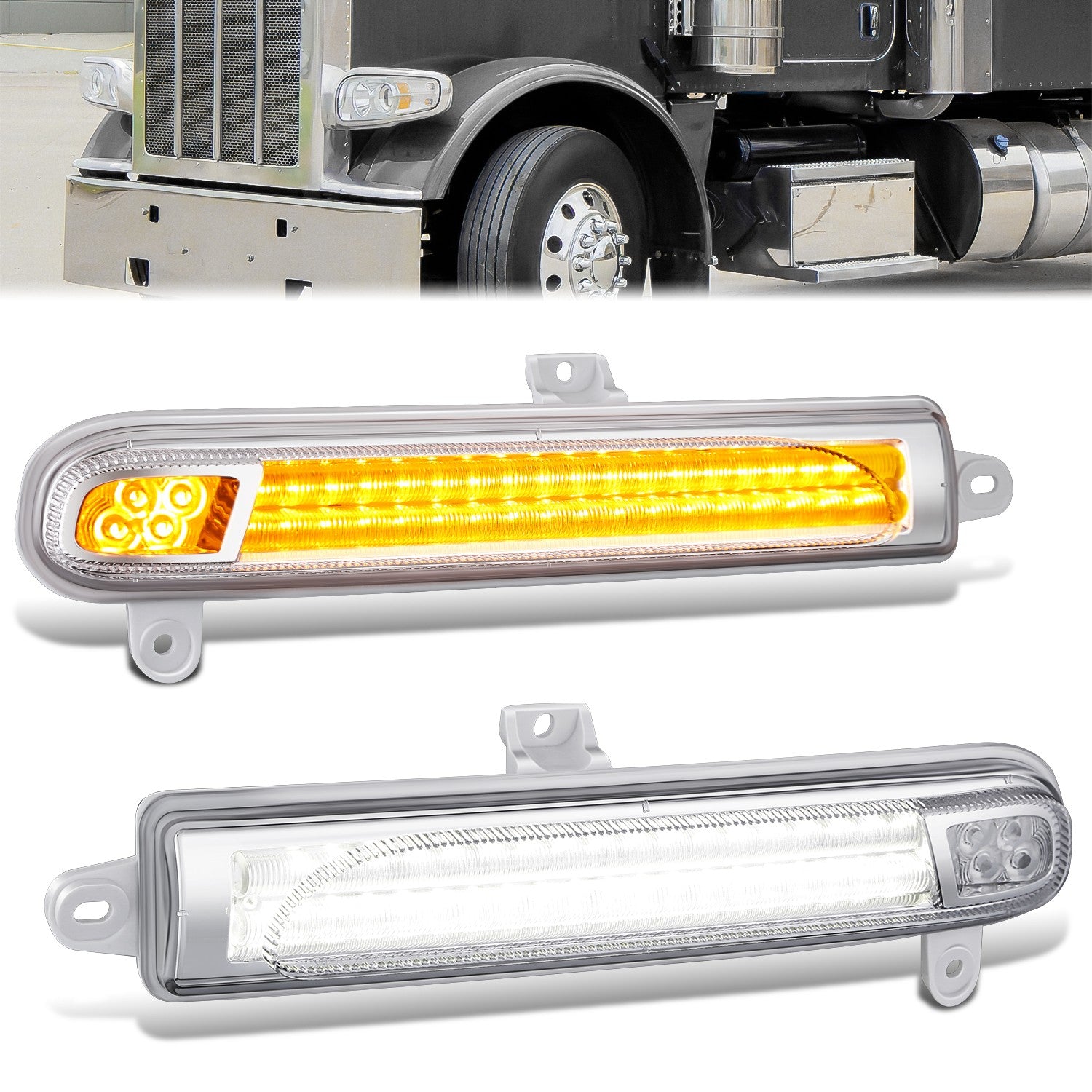 Sequential Chasing Amber LED Turn Signal Lights<br>08-26 Peterbilt 389, 388, 367, 567, 589