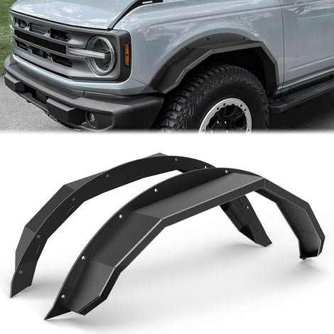Pair of Carbon Steel Front Fender Flares <br> 21-24 Ford Bronco 4Dr