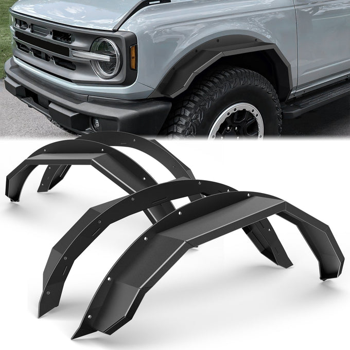 Carbon Steel Front Rear Fender Flares <br>21-24 Ford Bronco 4Dr