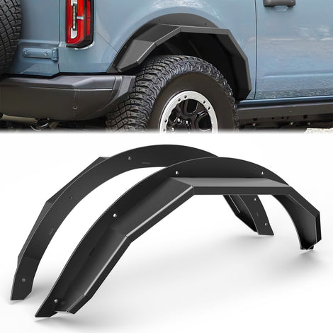 Pair of Carbon Steel Front Fender Flares <br> 21-24 Ford Bronco 4Dr