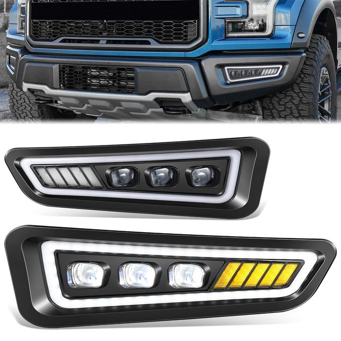 LED DRL Projector Fog Lights <br> 17-20 Ford F-150 Raptor