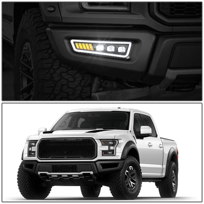LED DRL Projector Fog Lights <br> 17-20 Ford F-150 Raptor