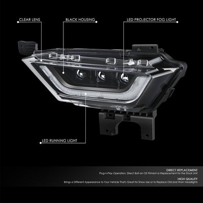 LED DRL Turn Signal Black Projector Fog Lights<br>21-23 Ford F150