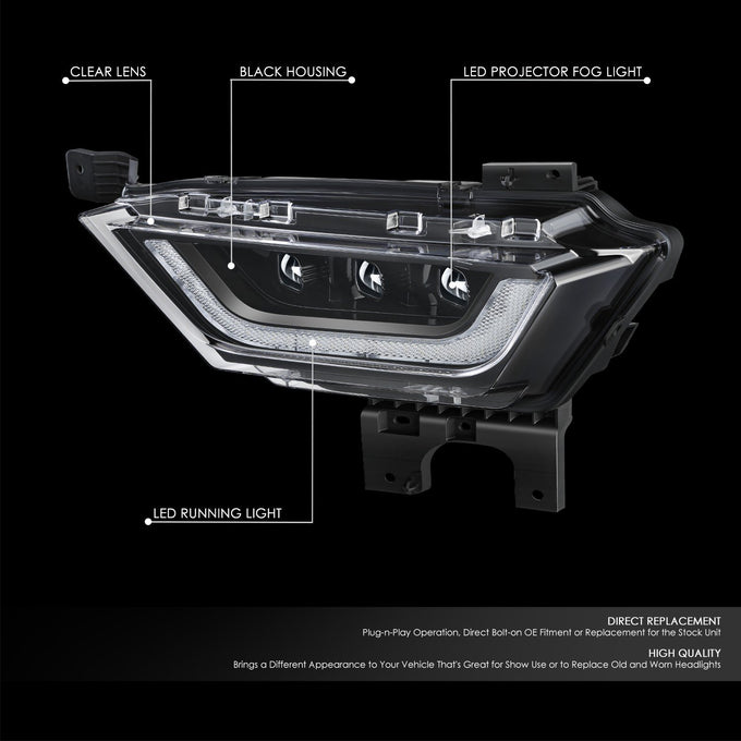 LED DRL Turn Signal Black Projector Fog Lights<br>21-23 Ford F150