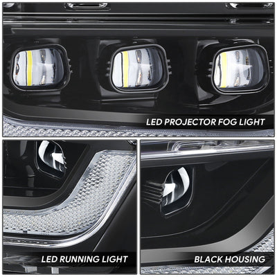 LED DRL Turn Signal Black Projector Fog Lights<br>21-23 Ford F150