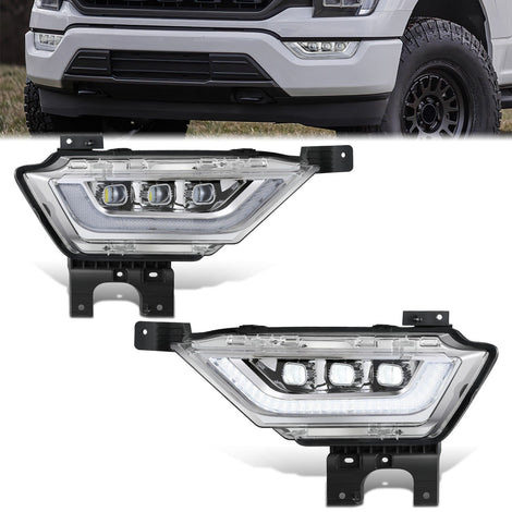 LED DRL Turn Signal Chrome Projector Fog Light Lamps Kit <br>21-23 Ford F150