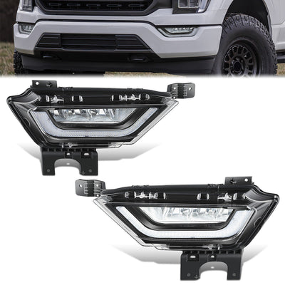 Black LED DRL Fog Lights <br>21-23 Ford F-150