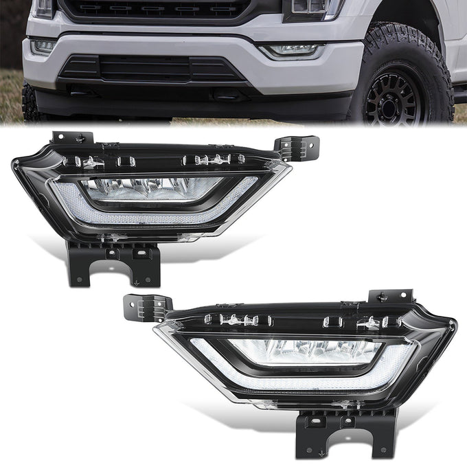 Black LED DRL Fog Lights <br>21-23 Ford F-150
