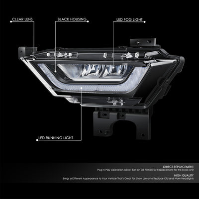 Black LED DRL Fog Lights <br>21-23 Ford F-150