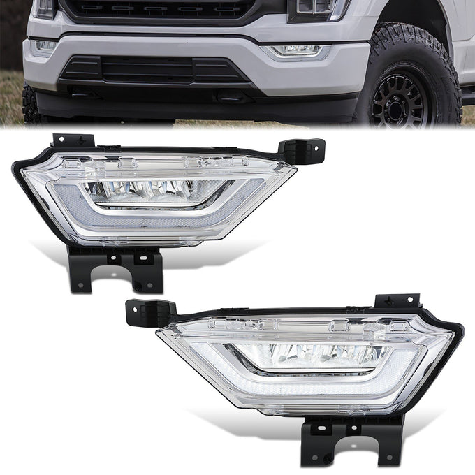 Chrome LED DRL Fog Lights <br>21-23 Ford F-150