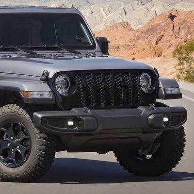Black Housing Fog Light White LED<br>20-23 Jeep Gladiator, 18-26 Wrangler