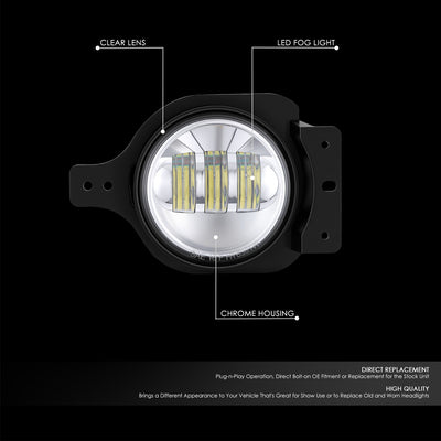 Chrome Housing Fog Light White LED<br>20-23 Jeep Gladiator, 18-26 Wrangler