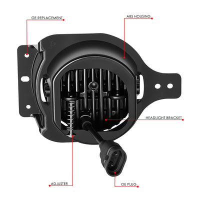 Chrome Housing Fog Light White LED<br>20-23 Jeep Gladiator, 18-26 Wrangler
