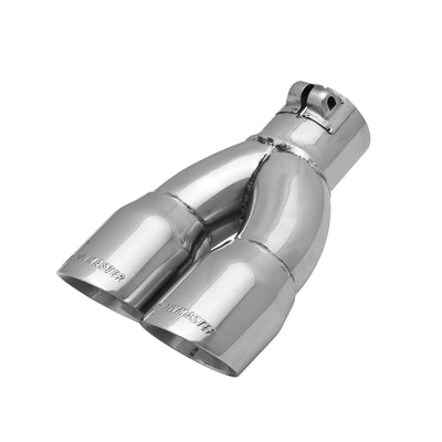 Flowmaster Exhaust Tip<br>3.00 in Dual Angle Cut Polished SS Fits 2.50 in. Left