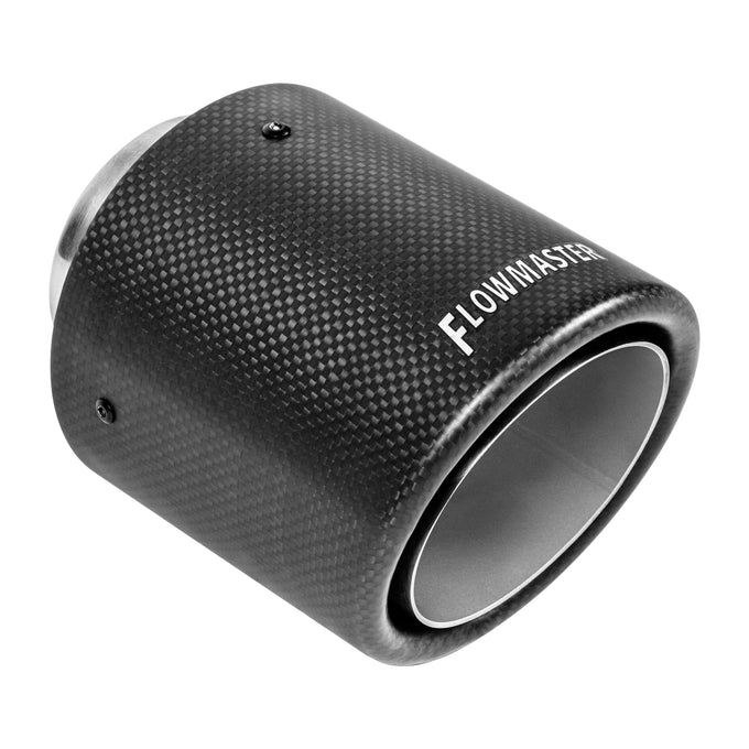 Flowmaster Exhaust Tip<br>4 in. Rolled Angle Carbon Fiber Fits 2.5 in. Tubing
