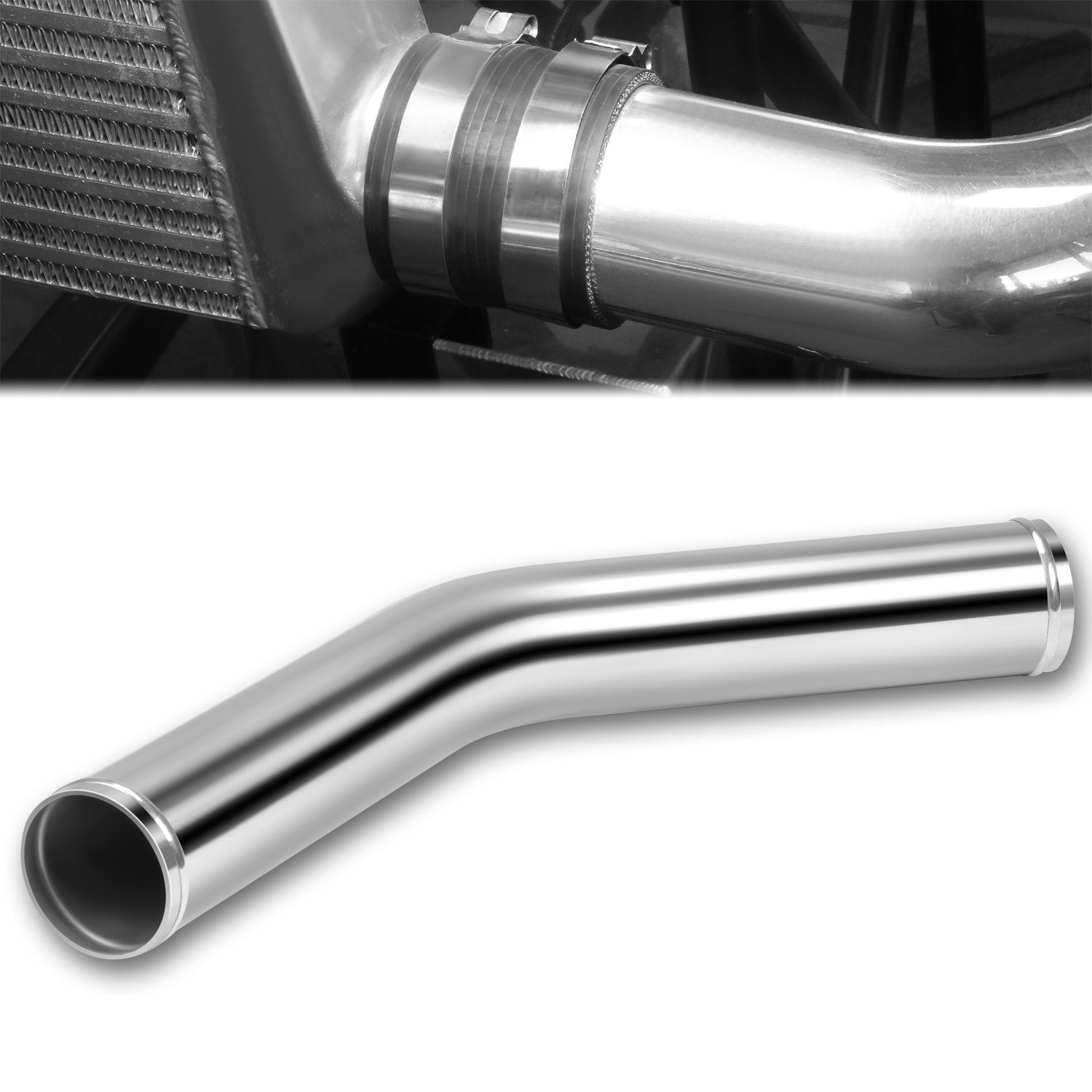 2.5 in. OD 45 Degree Bend Intercooler Pipe <br> Overall Length 23.65 in.