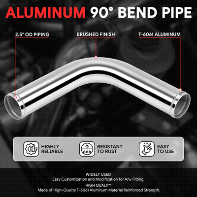 2.5 in. OD 90 Degree Bend Intercooler Pipe <br> Overall Length 23.65 in.