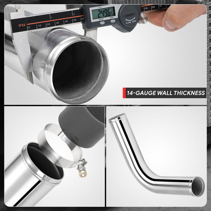 2.5 in. OD 90 Degree Bend Intercooler Pipe <br> Overall Length 23.65 in.