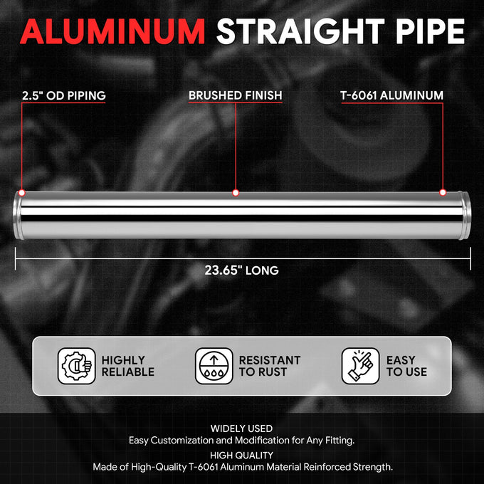 2.5 in. OD 23.65 in. L Straight Intercooler Piping <br> 9-Gauge Wall Thickness