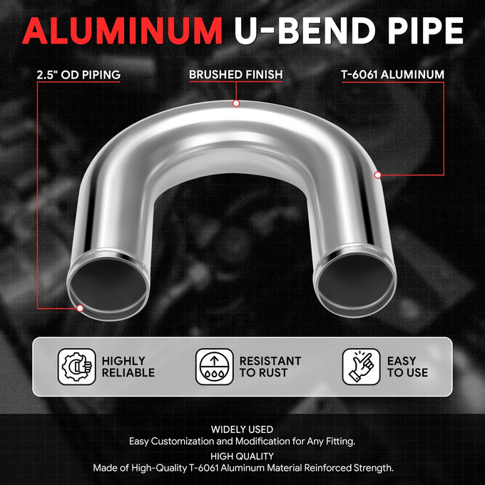 2.5 in. OD 180 Degree U-Bend Intercooler Pipe <br> Overall Length 23.65 in.