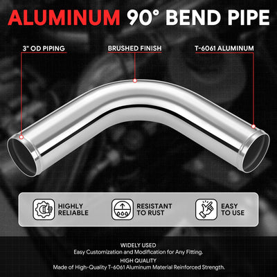 3 in. OD 90 Degrees Bend Intercooler Piping <br> 9-Gauge Wall Thickness