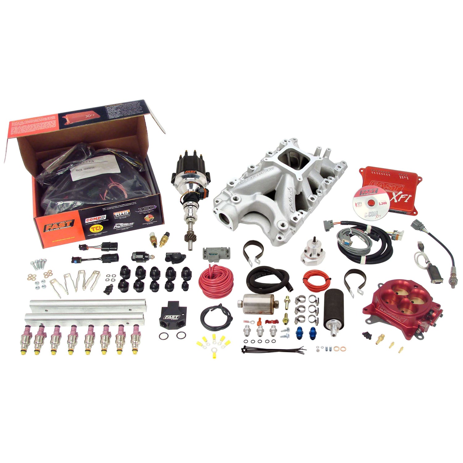 XFI 2.0 Ford Small Block EFI Kit w/ Red TB&550 HP<br>Universal