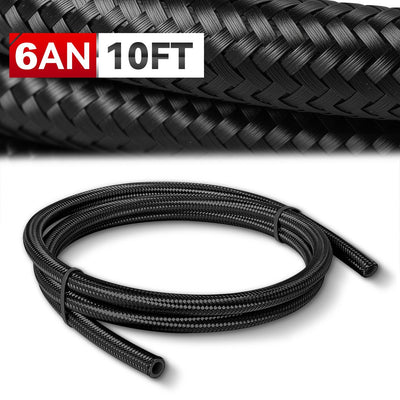 10 Foot Uncut Braided Hose <br> Compatible with Oil, Water, Coolant, Fuel, Gas, Air