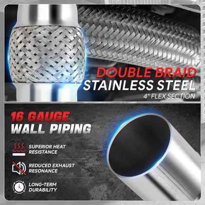 2 in. OD 8 in. L Double Braid Exhaust Flex Pipe <br> 4 in.Flex Section
