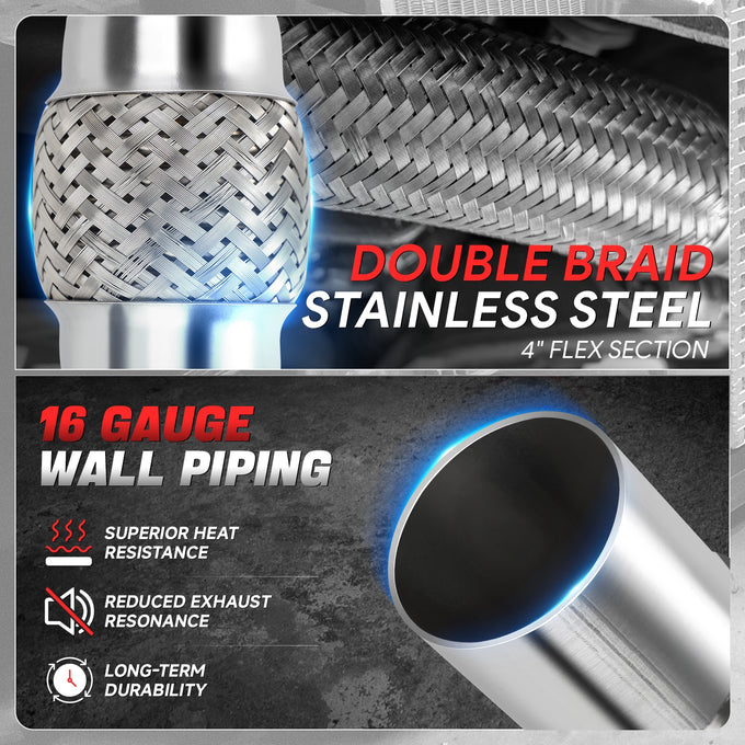 2 in. OD 8 in. L Double Braid Exhaust Flex Pipe <br> 4 in.Flex Section